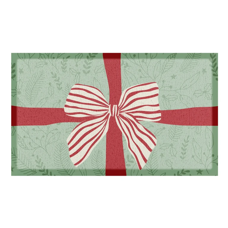 Red & White Stripe Bow Indoor Outdoor - All-Weather Doormat