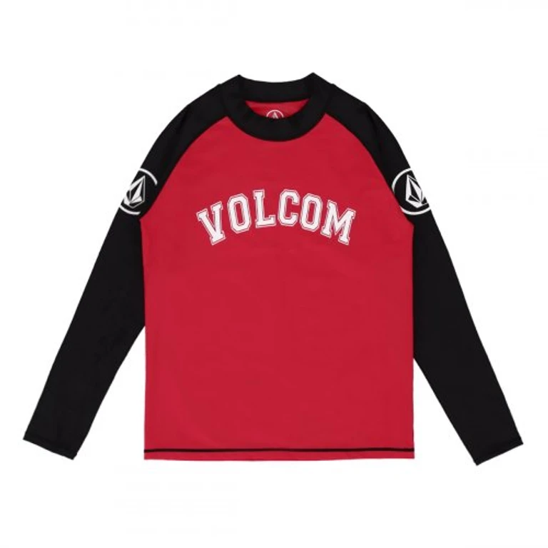 Stone Color Block Slim Fit Rash Guard (Red)