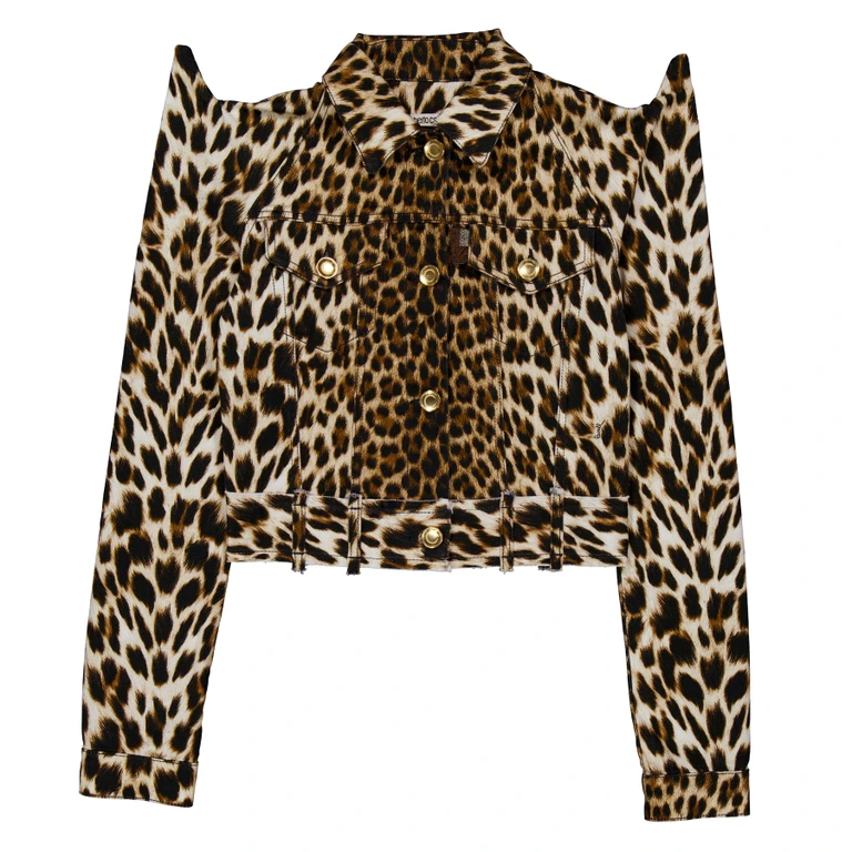 Leopard Print Denim Jacket