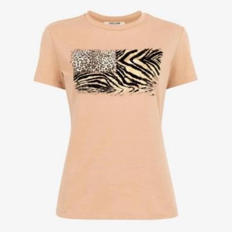 Flocked Animal Print Stretch T-Shirt, Size X-Small