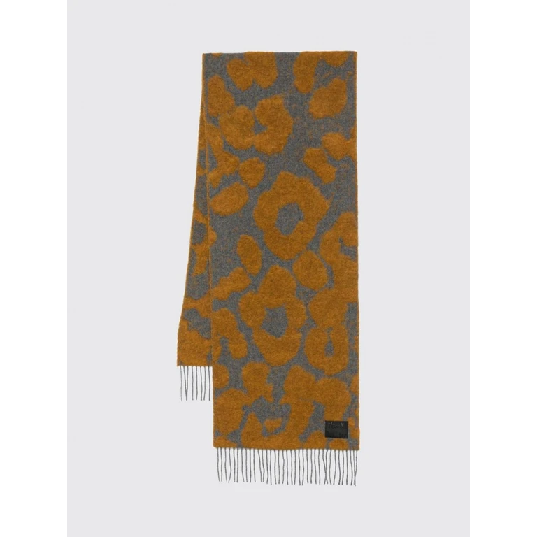 Animal Print Wool Scarf with Fringed Edges (W1A250TW24576)