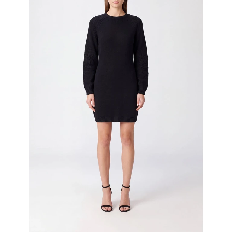 Slim Fit Floral Detail Wool Blend Knit Mini Dress (262TT318100006)