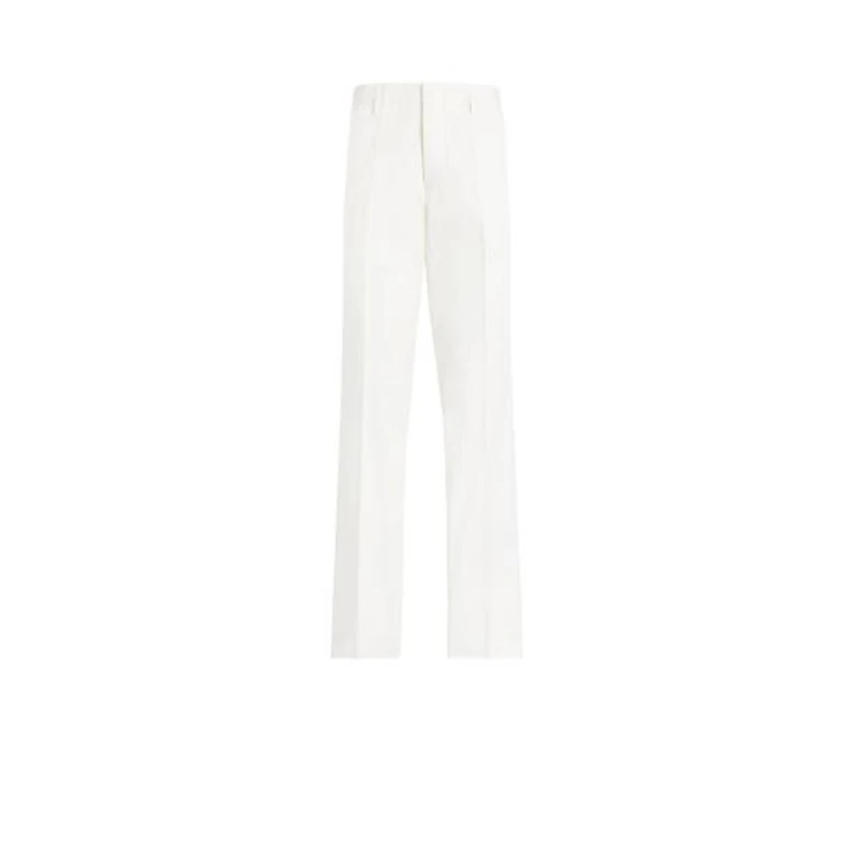 Roberto Cavalli White Cotton Straight-Leg Chino Trousers