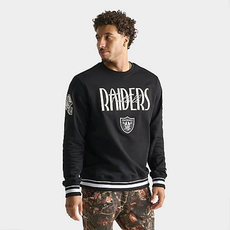 Men's Las Vegas Raiders NFL Original Players Fleece Crewneck Sweatshirt in Black Size: Small