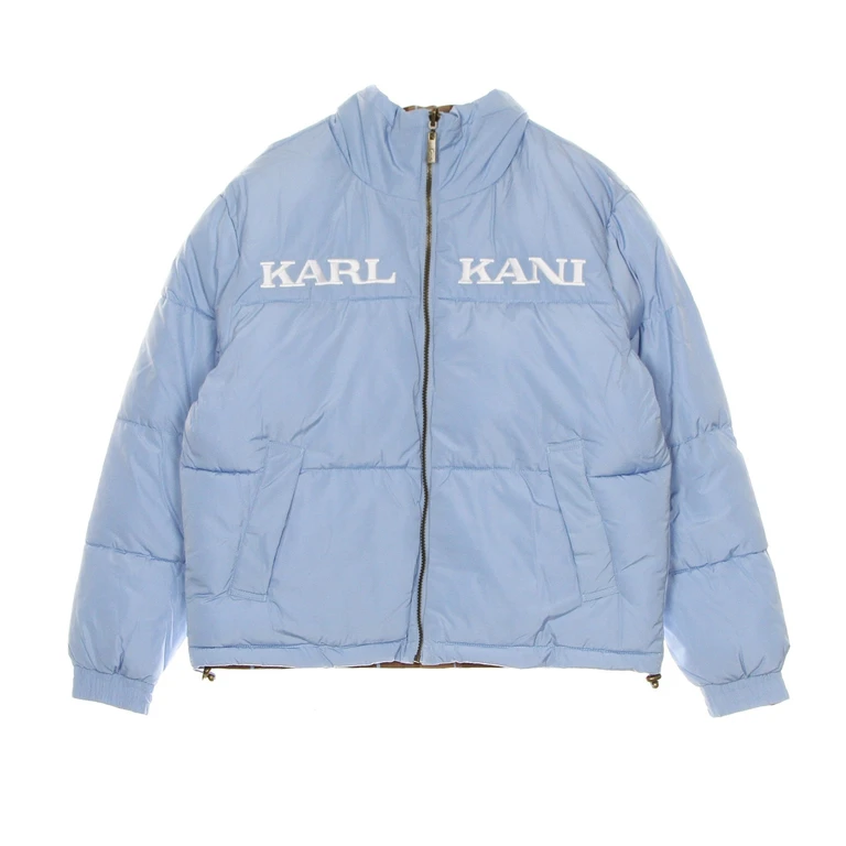 Women's Down Jacket Retro Reversible Puffer Jacket Light Blue/brown