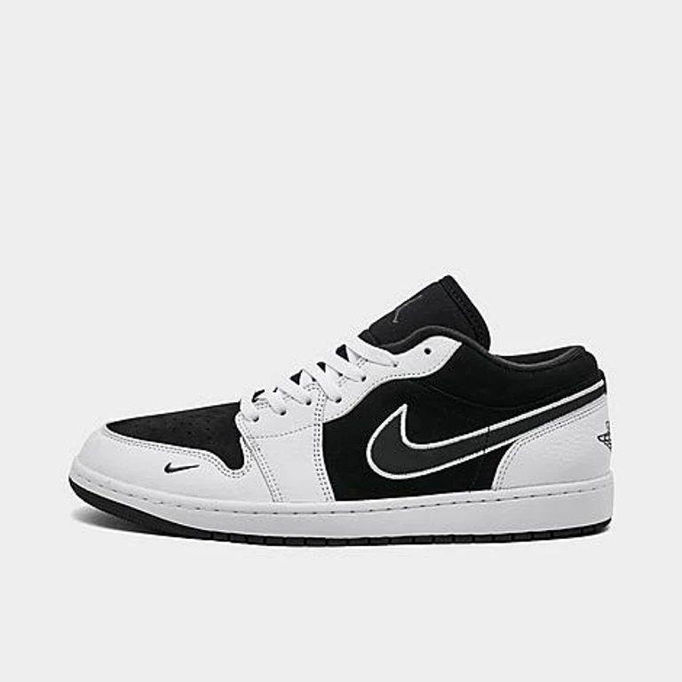 Men's Air Retro 1 Low SE Casual Shoes in Black/White/Anthracite Size: 7.5