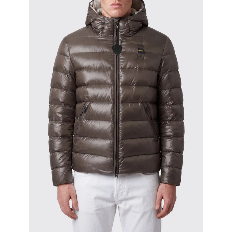 Water-Repellent Quilted Nylon Hooded Down Jacket with High Collar (26WBLUC02054005958382EB)