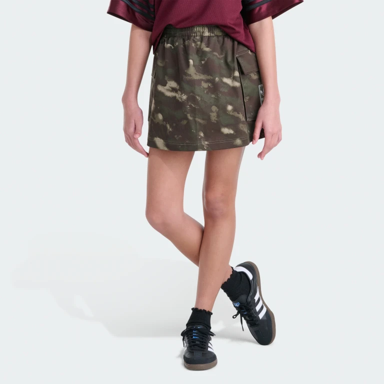 Girls' Elastic Waistband Indigo Denim Cargo Skirt