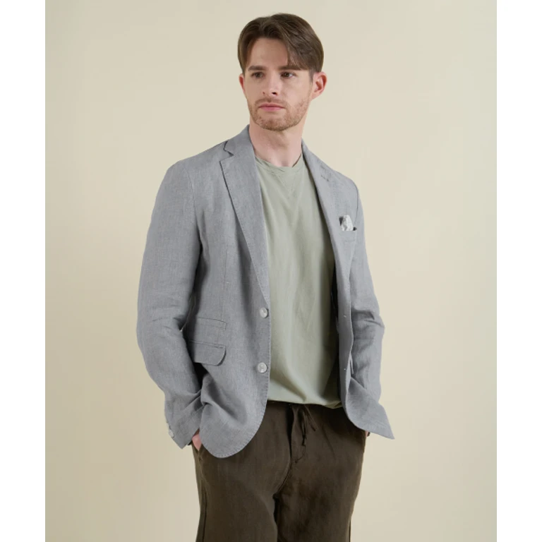 Sky Blue Washed Linen Jacket