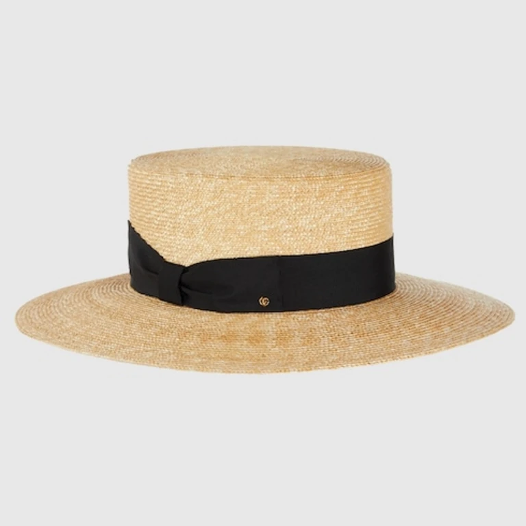 Straw Hat With Grosgrain Detail