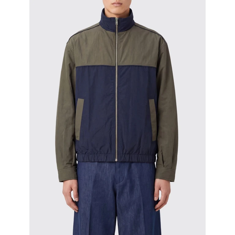Abstract Print Nylon Windbreaker Jacket with Turtleneck (JAVIERJACKETGREENBLACK)