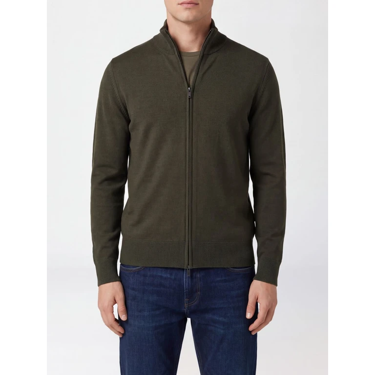Slim Fit Virgin Wool Turtleneck Cardigan with Zip Closure (50566344347)