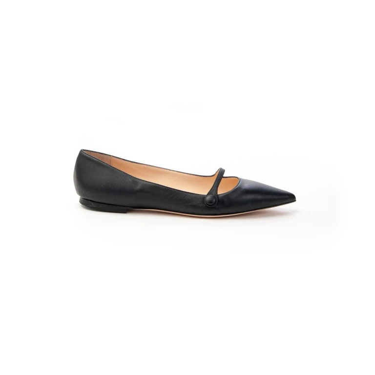 Ballerine Donna in Pelle Nera con Dettaglio Mary Jane