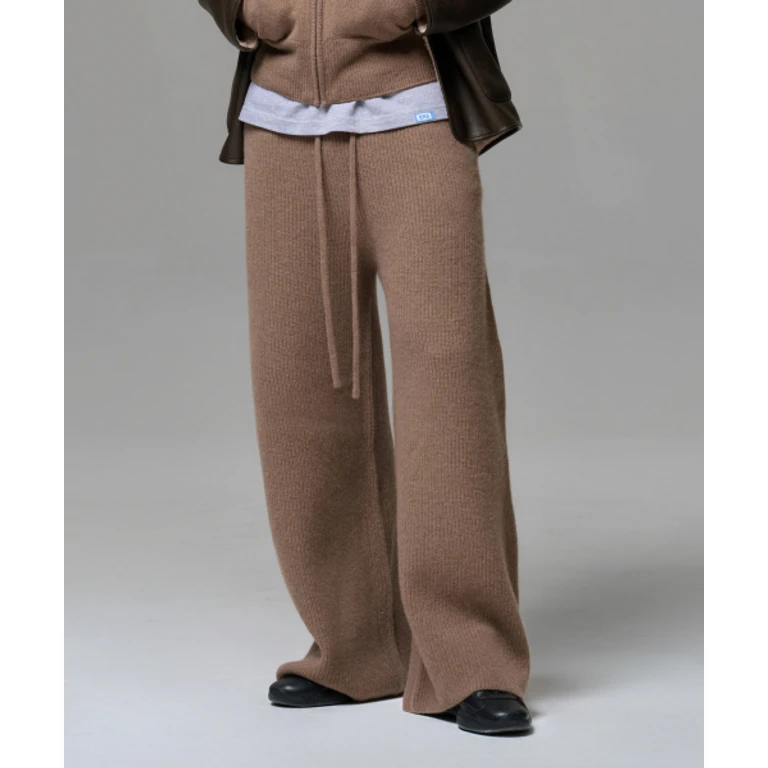 MEN CASHMERE BLEND RELAXED KNIT SWEATPANTS - NEUTRAL BROWN