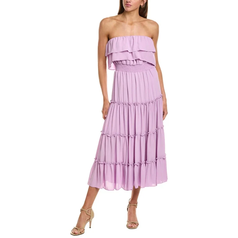 Strapless Smocked Waist Tiered Maxi Dress