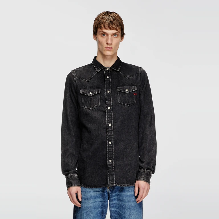 Overshirt in denim - Denim Shirts - Man - Black