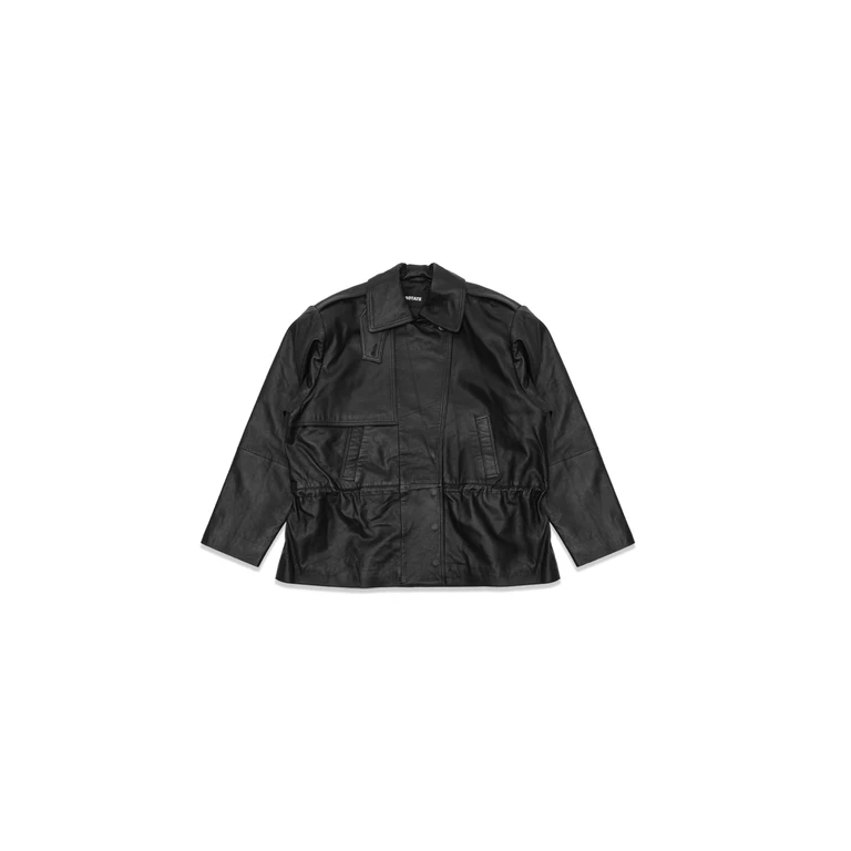 peplum leather jacket