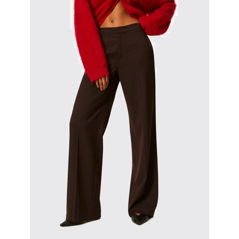 High-Waisted Wide-Leg Gabardine Trousers with Welt Pockets (262TT222311946)