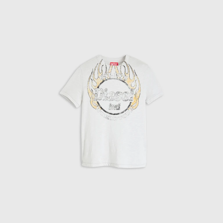 T-shirt in slub jersey with crack print - T-Shirts - Woman - White