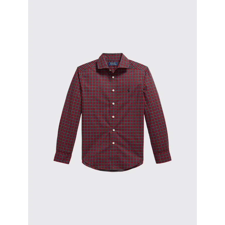 Boy's Check Cotton Shirt with Pony Logo Embroidery (322B28199001)