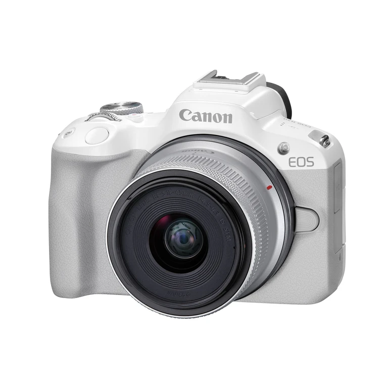 EOS R50 APS-C Mirrorless Camera inc RF-S 18-45mm Lens - White
