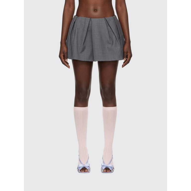 Low-Rise Wool Blend Pencil Mini Skirt with Concealed Zip (MWDFSK09FFV456GR100)