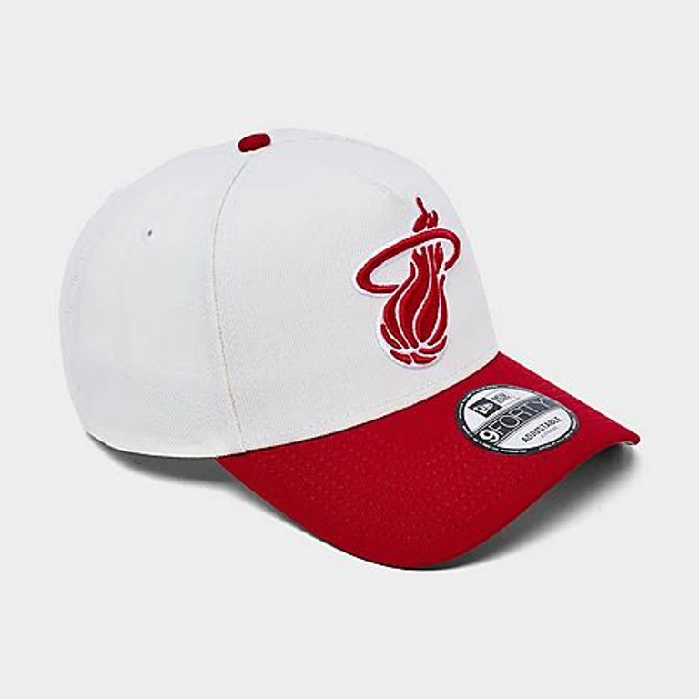 Miami Heat NBA 9FORTY A-Frame Snapback Hat in Chrome/Red