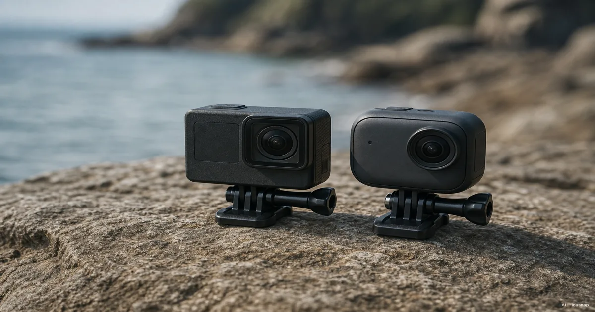 GoProかDJIか、はじめてのアクションカメラはどちらを選ぶべきか — AIイラスト