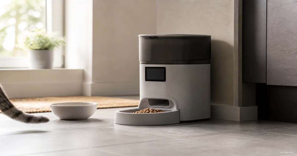 Your First Automatic Pet Feeder, Gravity vs Programmable vs App-Controlled — AI illustration