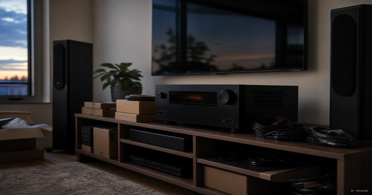 Your First AV Receiver, How to Read the Channel Numbers and Connections — AI illustration