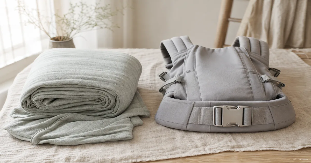 Baby Carrier vs Wrap, How to Choose Your First Babywearing Buy — AI illustration