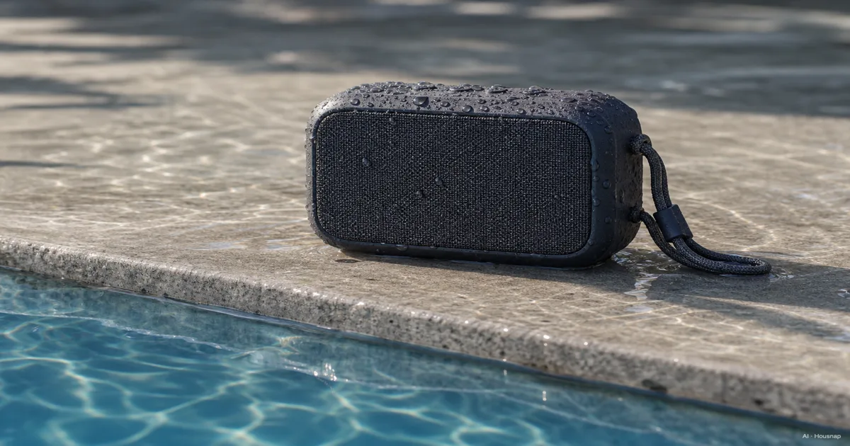 Your First Waterproof Bluetooth Speaker, Reading IP Ratings and Picking a Size — AI illustration