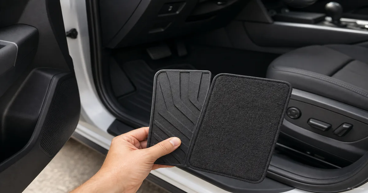 Rubber or Carpet, Which Car Floor Mat Should You Buy First — AI illustration