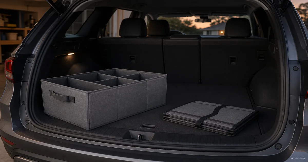 Your First Car Trunk Organizer, Collapsible vs Rigid and What Denier Actually Means — AI illustration