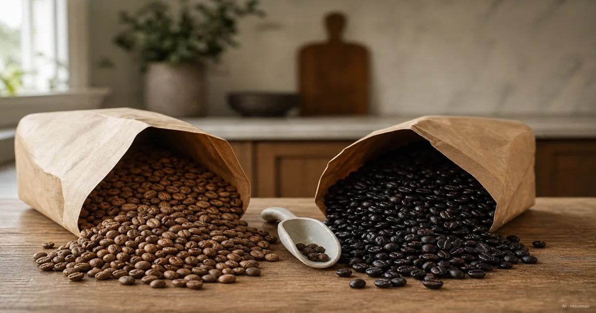 Light Roast vs Dark Roast Coffee: What the Difference Really Means for Your First Bag — AI illustration