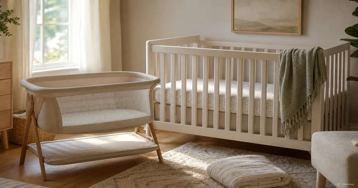 Crib vs. Bassinet, What to Buy First for Your Newborn — AI illustration