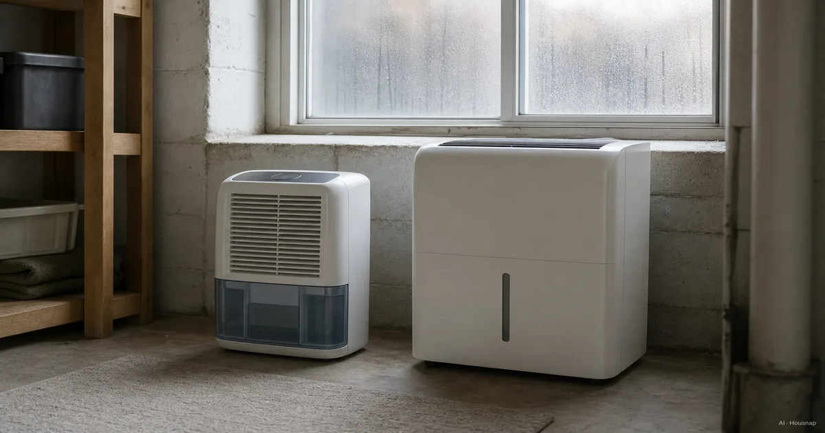 Desiccant vs Compressor Dehumidifier, How to Pick Your First One — AI illustration