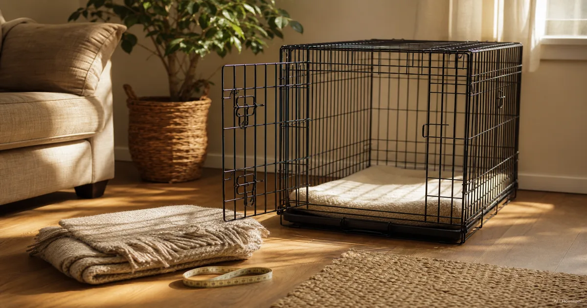 Your First Dog Crate, How to Measure and Size It Right — AI illustration