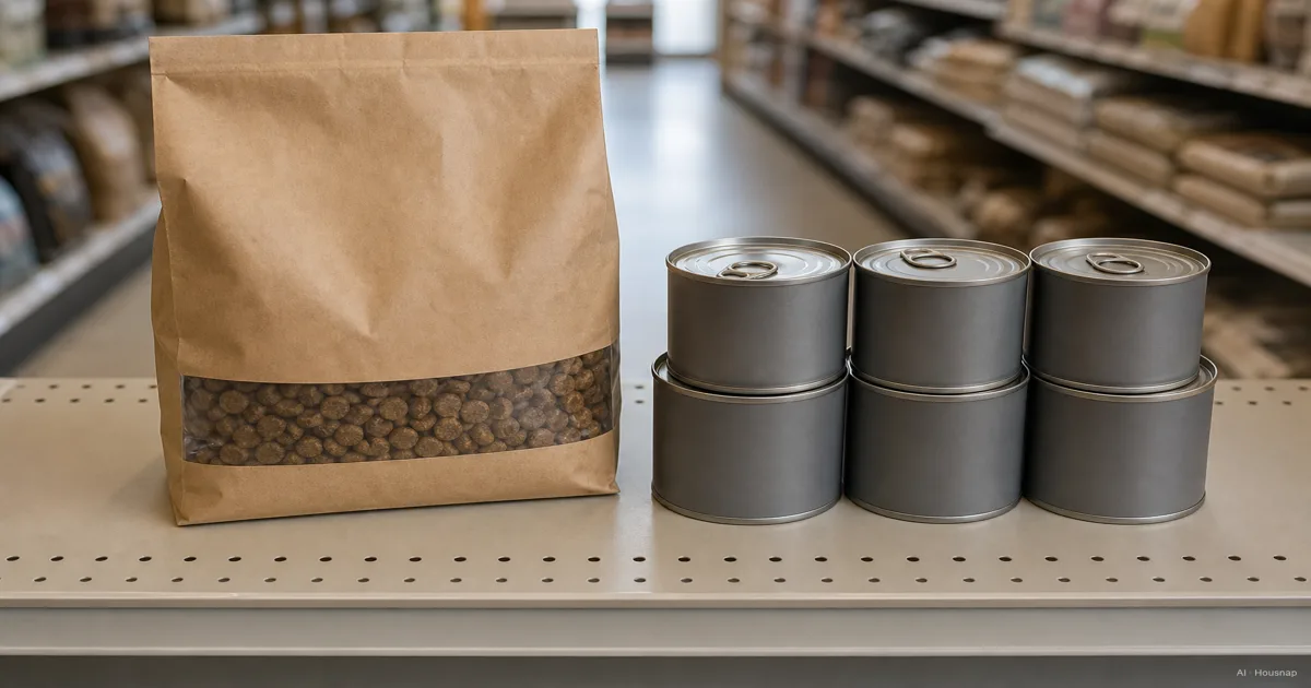 Dry vs Wet Dog Food, How to Choose for Your First Buy — Illustrazione IA