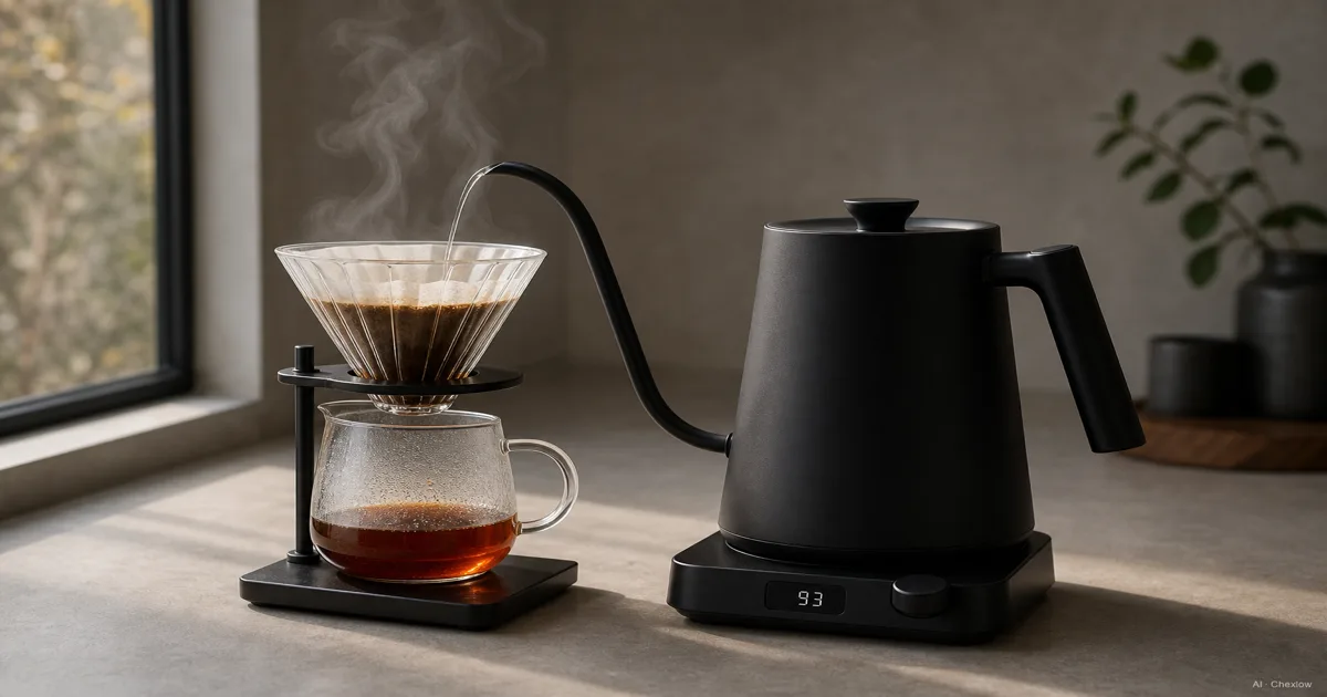 Electric Gooseneck Kettle for Pour-Over: Why the Spout and Temperature Control Actually Matter — AI illustration