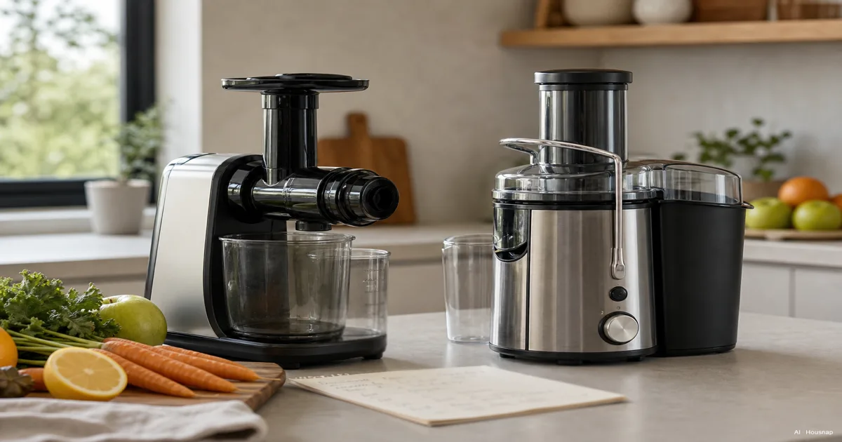 Masticating vs Centrifugal Juicer, Which One Should You Buy First — AI illustration