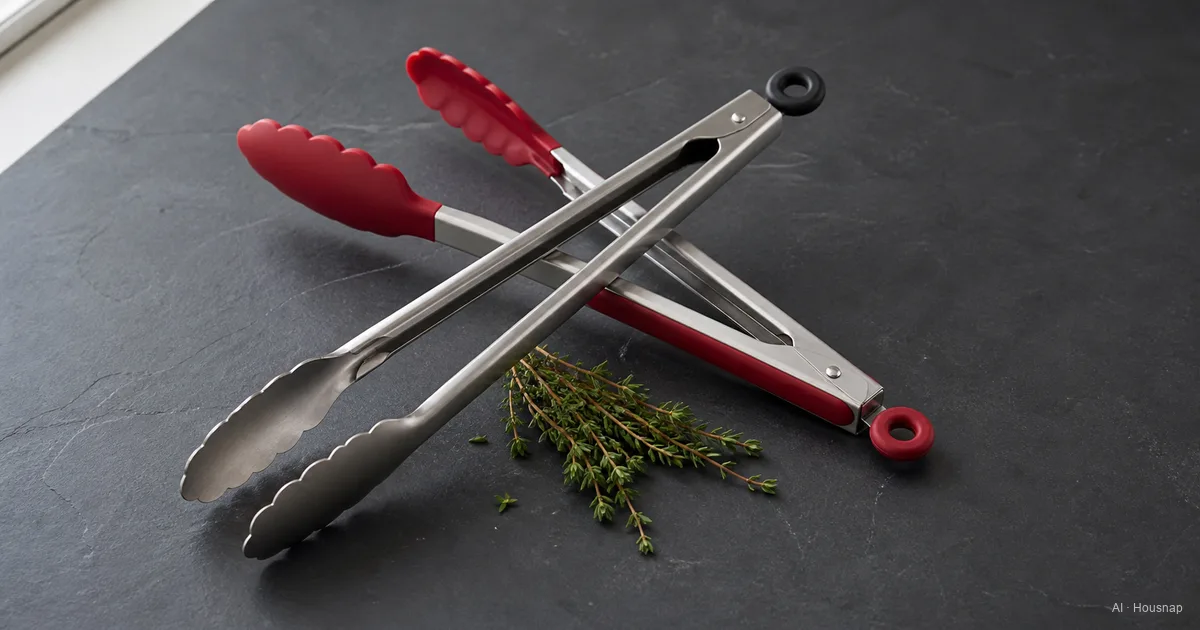 Kitchen Tongs, Locking vs. Silicone-Tip and What Length You Actually Need — AI illustration