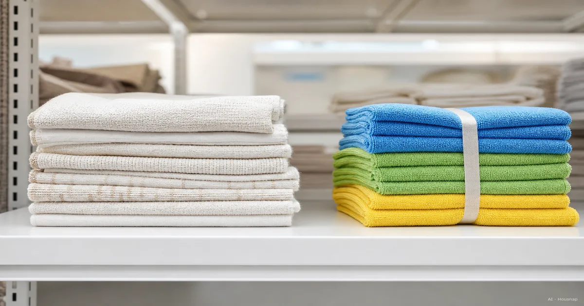 Microfiber or Cotton Cleaning Cloth for a First Buy, and Where Each One Actually Wins — AI illustration