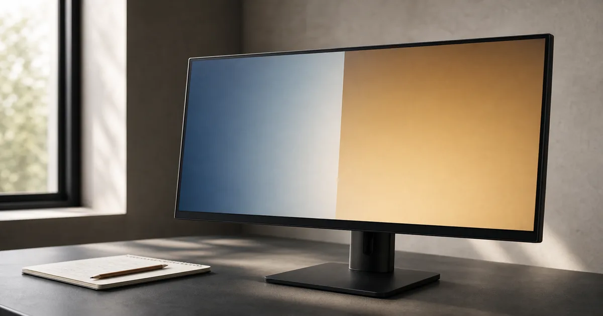 OLED vs QLED, 첫 TV를 거실 밝기와 화면 크기, 시청 거리로 고르는 법 — AI 일러스트
