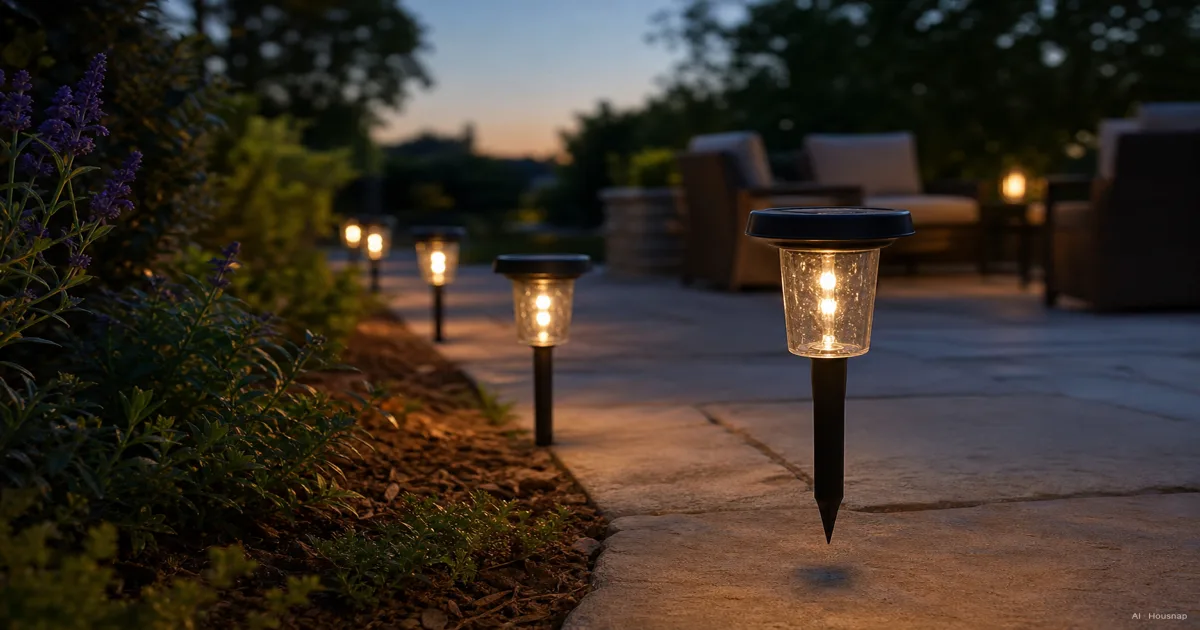 Your First Outdoor Solar Light, What Lumens, IP Rating, and Battery Type Actually Mean — AI illustration