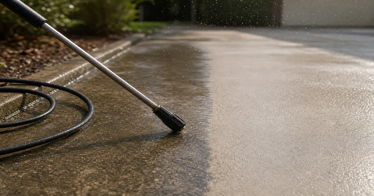 Your First Pressure Washer, What PSI, GPM, and Electric vs Gas Actually Mean — AI illustration