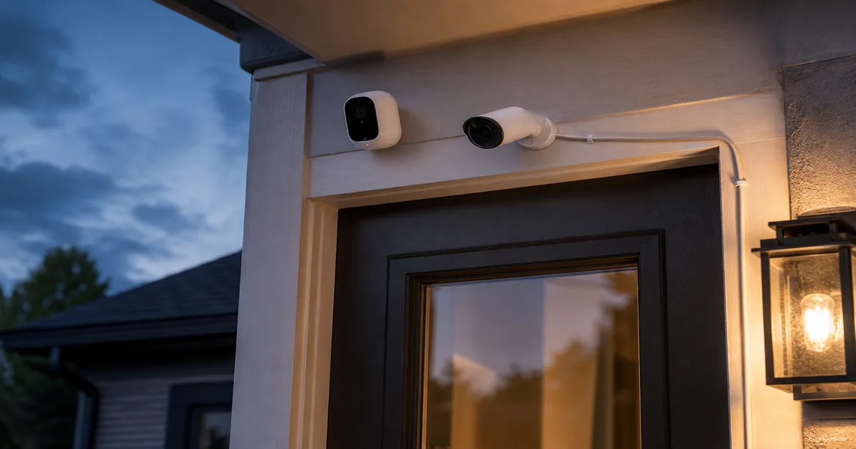 Battery vs Wired Security Camera, Which Power Source Should Your First One Have — AI illustration