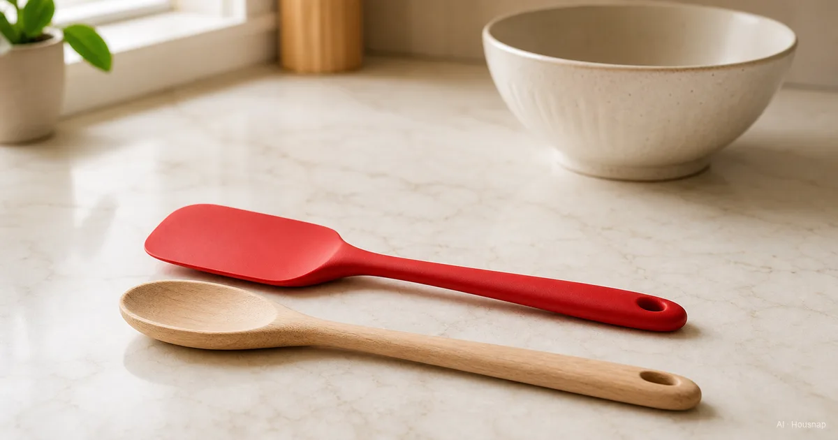 Silicone Spatula vs. Wooden Spoon, What Each Does and Why You Need Both — AI illustration