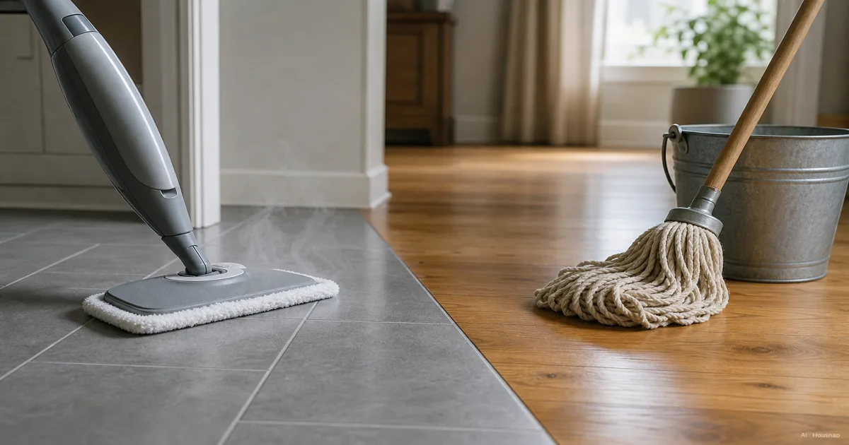 Steam Mop vs Regular Mop, Which One to Buy First — AI illustration